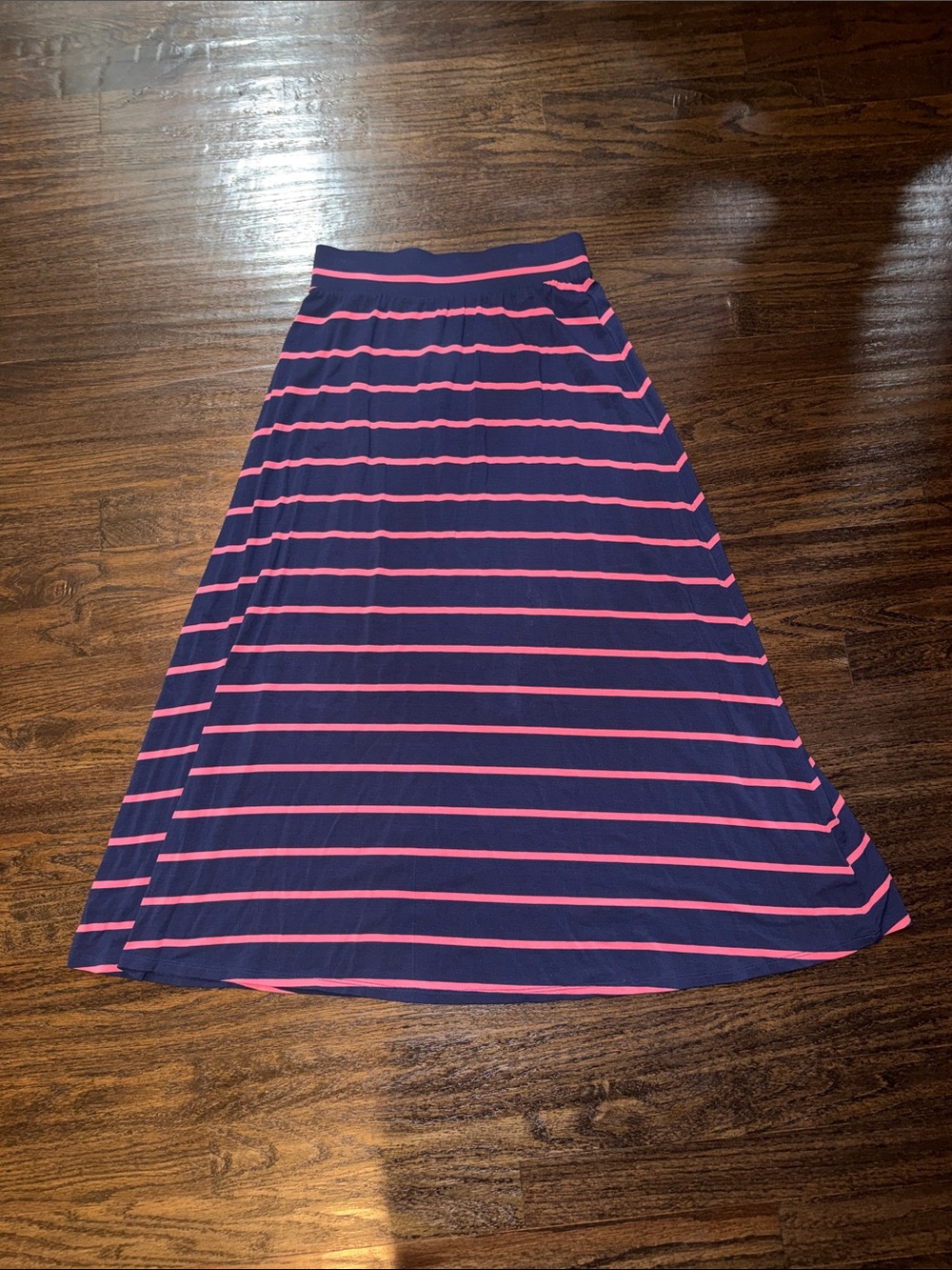 Cherokee Navy Maxi Skirt with Pink Stripes